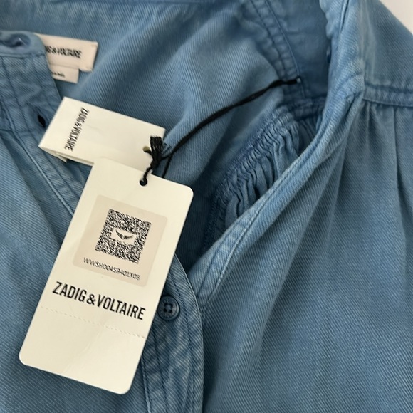 Zadig and Voltaire blue pale denim twill top size small - Picture 5 of 8